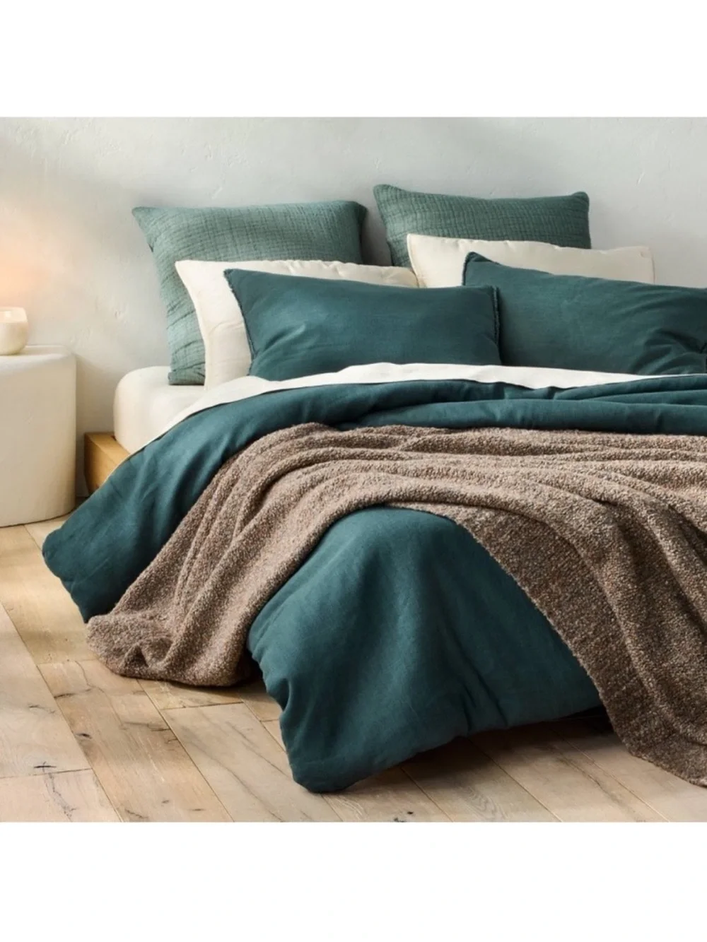 Casaluna King Dark Teal Heavyweight Linen Blend Comforter Set